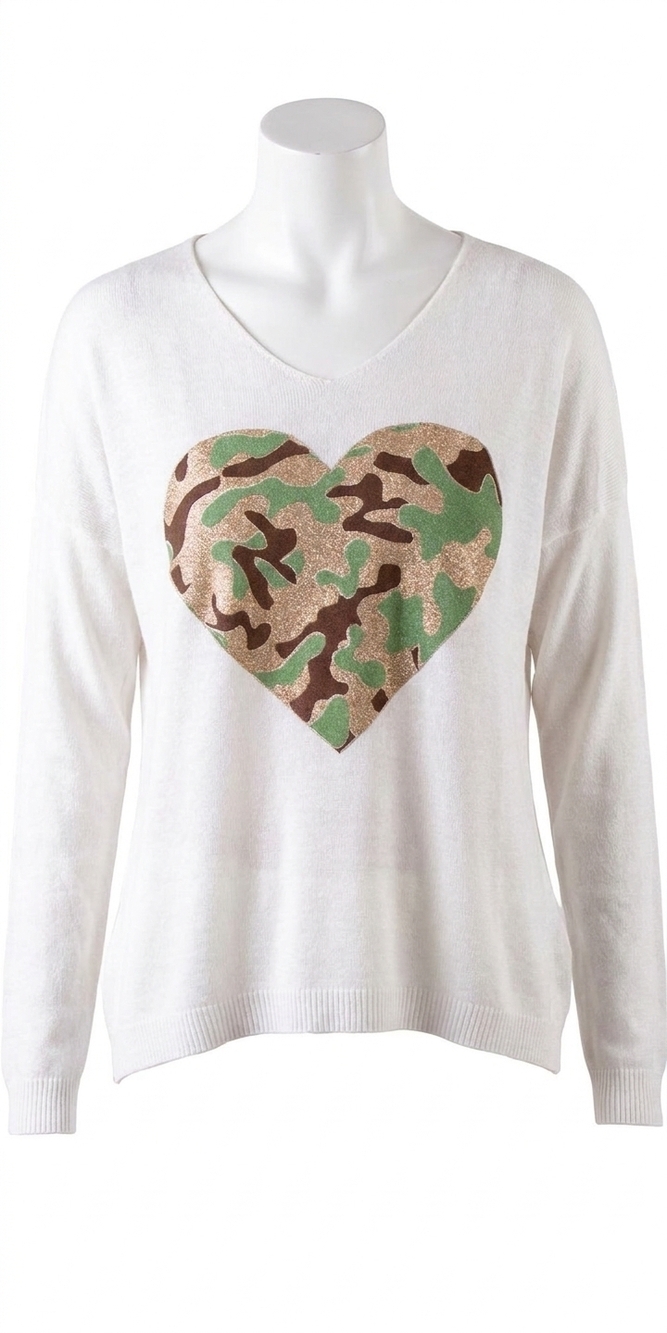 NEW GIGI MODA amore forte long sleeve sweater in white